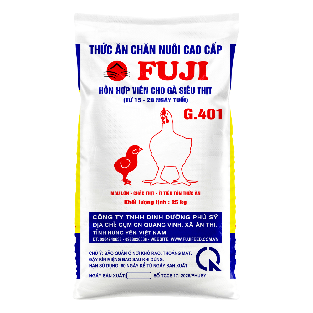 G401 HỖN HỢP VIÊN CHO GÀ SIÊU THỊT ( TỪ 15 ĐẾN 28 NGÀY TUỔI)