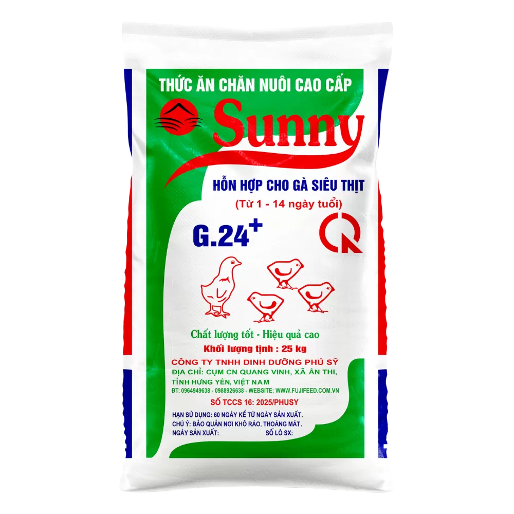 G24+  HỢP CHO GÀ SIÊU THỊT (TỪ 1 ĐẾN 14 NGÀY TUỔI)