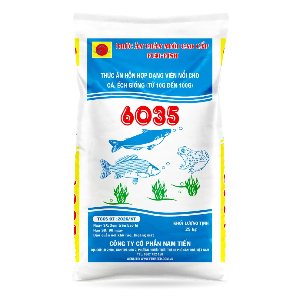 6035 THỨC ĂN HỖN HỢP DẠNG VIÊN NỔI CHO CÁ, ẾCH GIỐNG (TỪ 10G ĐẾN 100G)